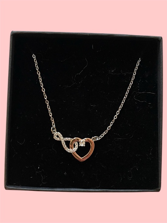 Jewelry - Silver and Gold Tone Heart and Infinity Interwoven‎ Symbol Necklace